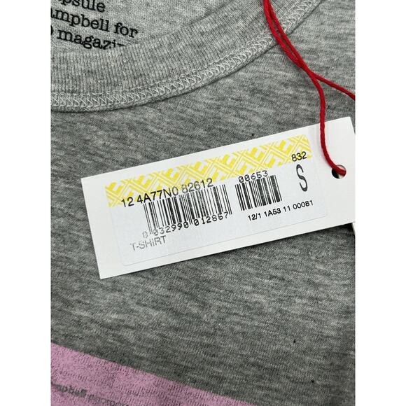 NWT FIORUCCI Gray Naomi Campbell Printed Graphic T-Shirt Cap Sleeve Size Small - Picture 9 of 9